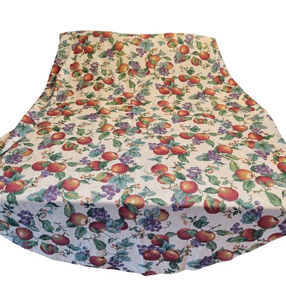 Oval Tablecloth Fruit Print 58x80" Red Apples Purple Grapes Cotton Blend - Picture 1 of 11